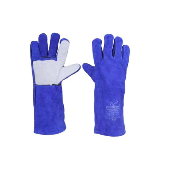 DOUBLE PALM WELDING GLOVES WITH PIPING (Blue) - 16