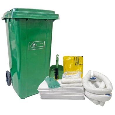 GREEN COLOR WHEELED BIN OIL SPILL KIT - 30 GALLONS