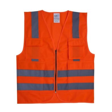 REFLECTIVE FABRIC VEST WITH 4 POCKETS - 120 GSM