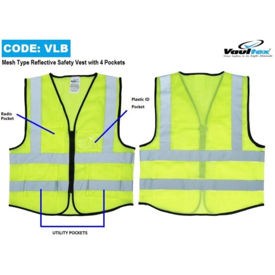 MESH TYPE REFLECTIVE SAFETY VEST WITH 4 POCKETS